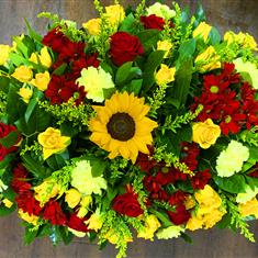 Yellow &amp; Red Rose Casket Spray
